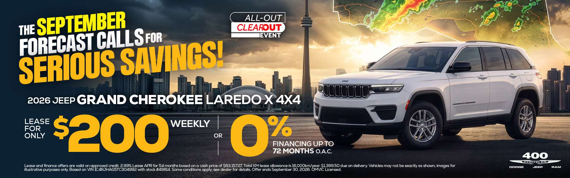 2026 Jeep Grand Cherokee Laredo X 4x4 - Lease For Only $200 Weekly OR 0% Financing For Up To 72 Months O.A.C.*